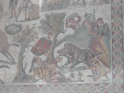 Villa Romana del Casale - mosaic of dramatic wild boar hunt