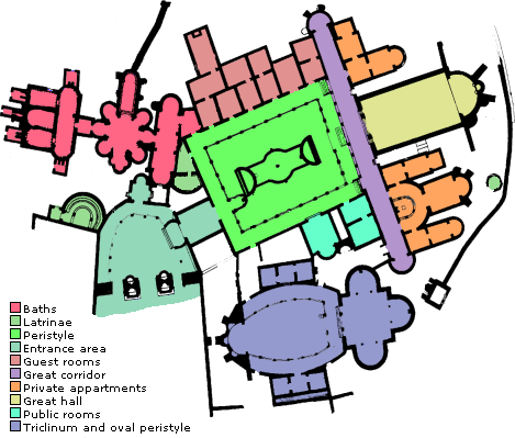 Villa Romana del Casale - Map of the villa romana del casale showing the major parts of the complex