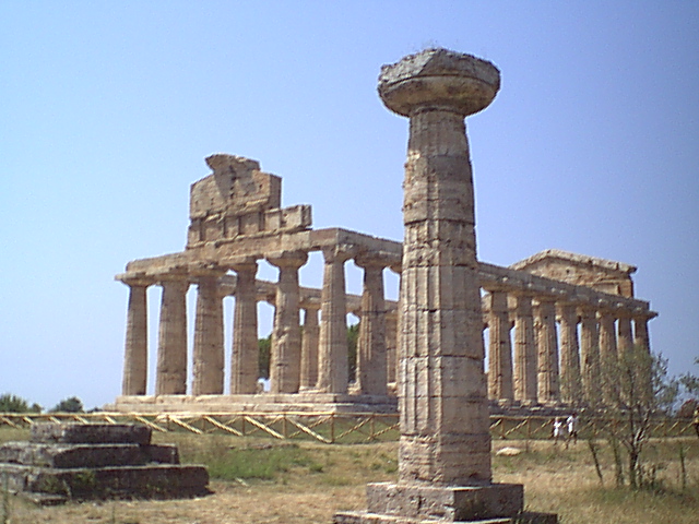 Paestum - Temple of Athena and votive column
