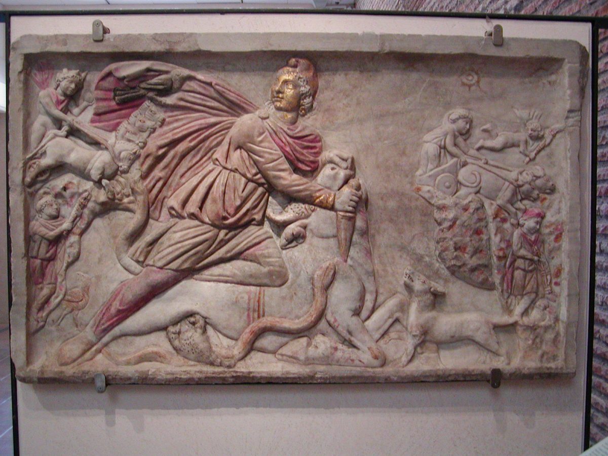 Mithras slaying the bull - relief in the Terme di Diocleziano