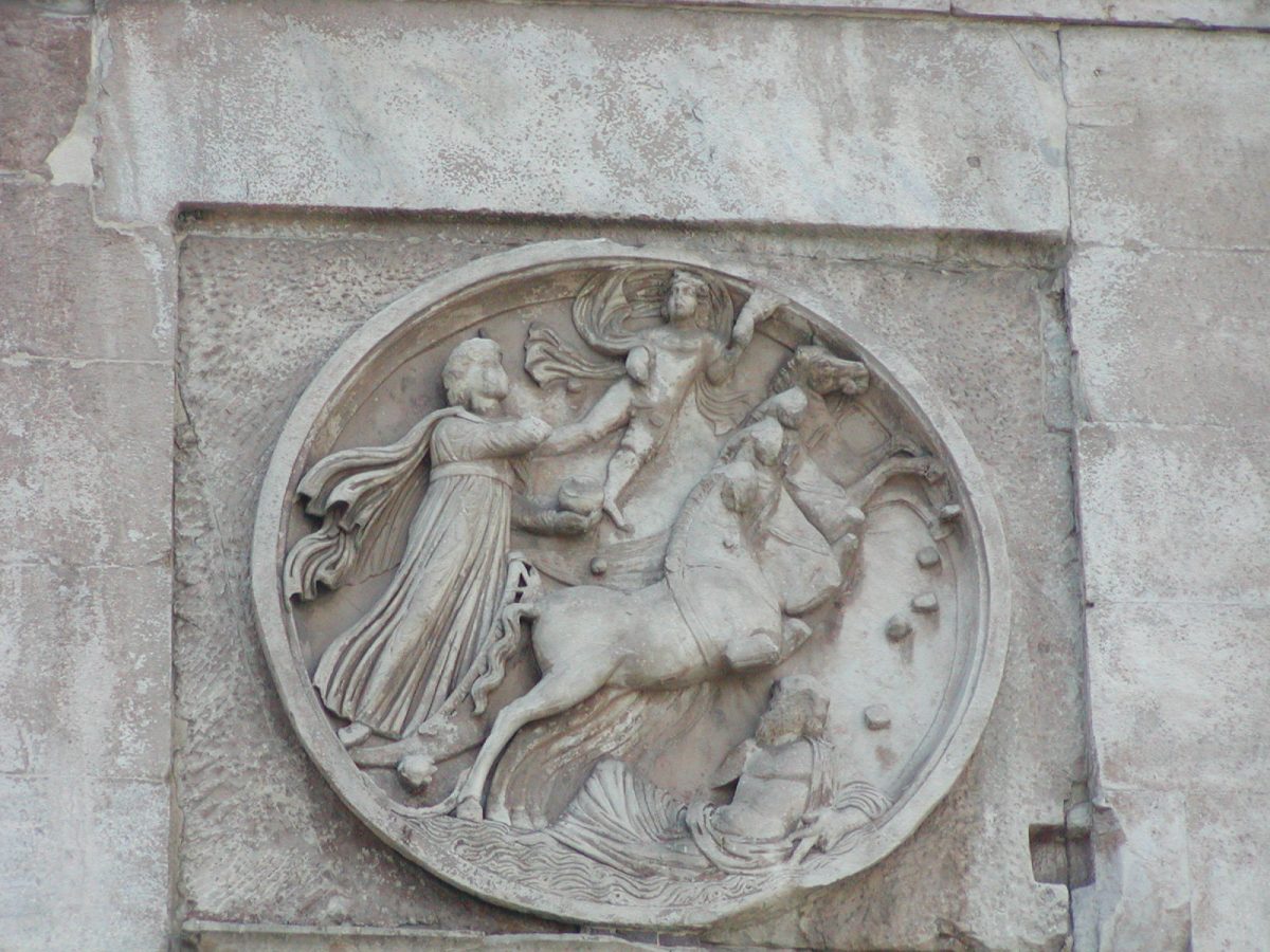 Arch of Constantine - roundel shows a representation of the Sun god on his quadriga