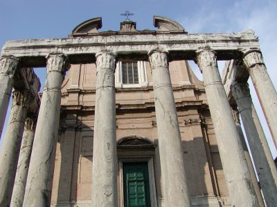 The front of the Temple of Antoninus and Faustina