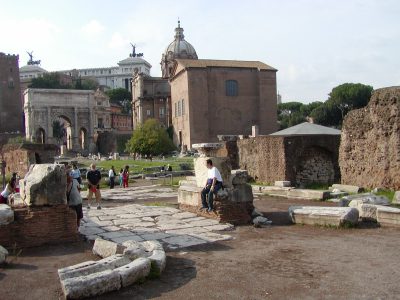 The location of the Arch of Augustust in the Forum Romanum